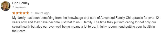 Advanced Family Chiropractic Patient Testimonial